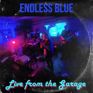 A worn vinyl record cover with the picture of a band playing in a small garage.